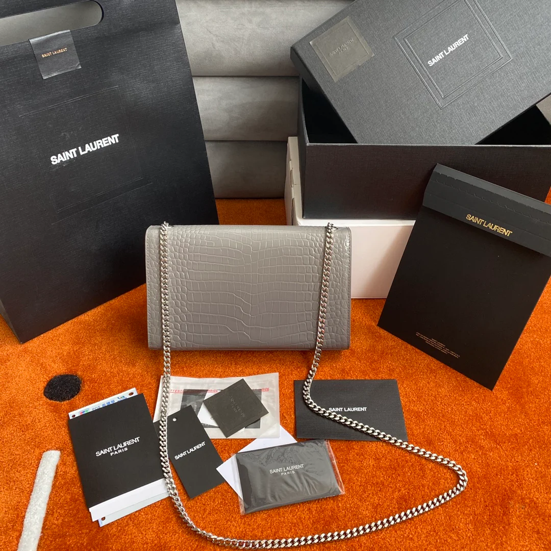 Сумка YSL Kate с цепочкой и крокодиловым принтом - Средний размер - 4