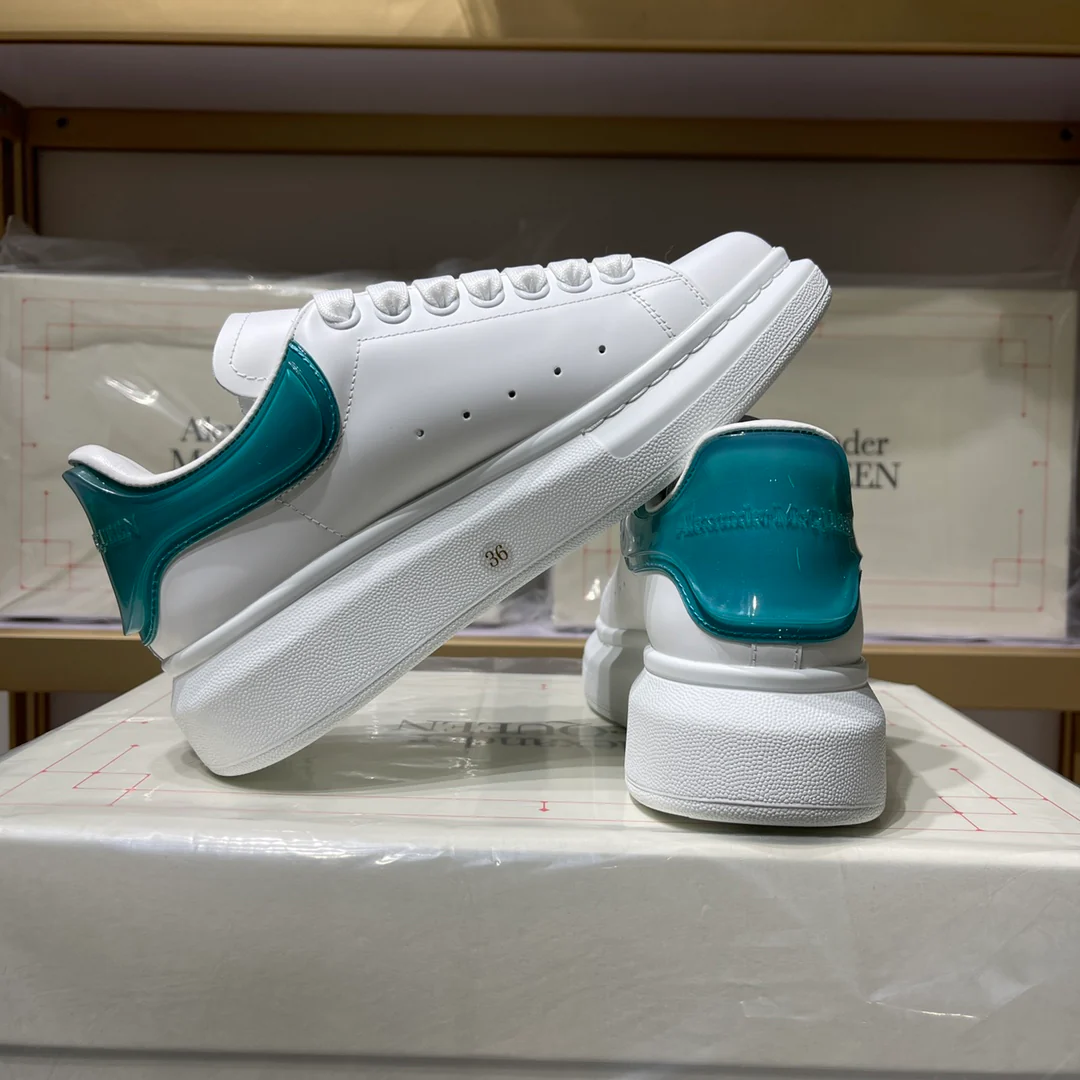 Классические белые кроссовки McQueen - унисекс - с синей эластичной подошвой - премиум-версия