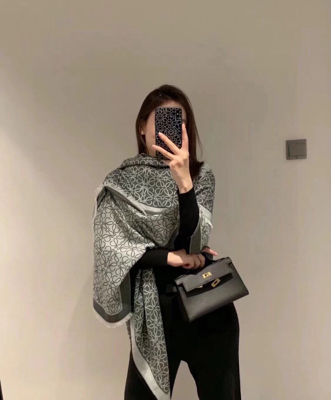 Классический шарф Lolwei с логотипом - 140 см - Шерсть и шелк