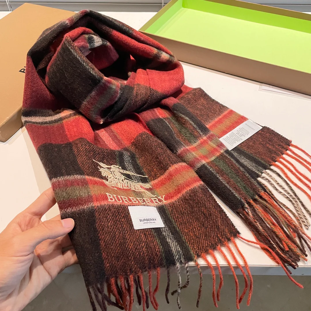 Классический полосатый вязаный шарф из кашемира Burberry - 32х180 см (без кисточек)