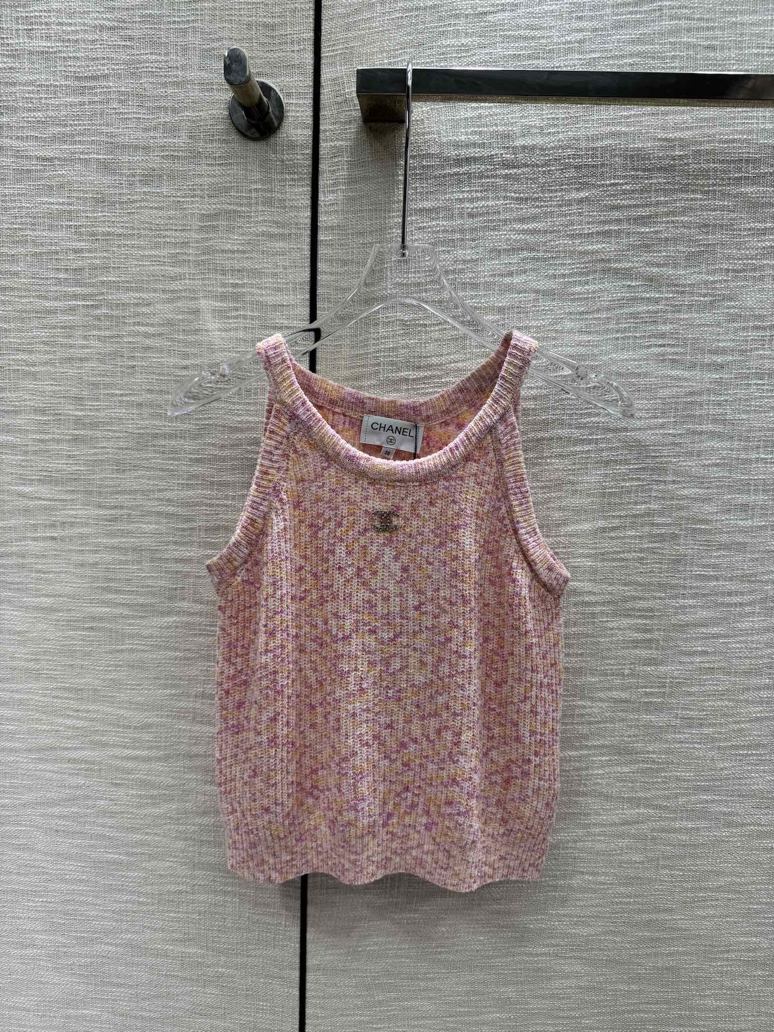 Chanel 2403 - Разноцветная вязаная майка - Розовая