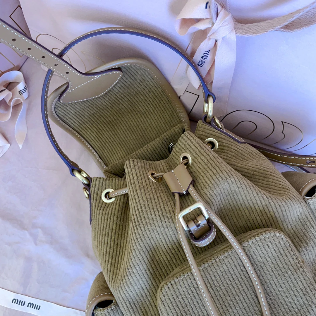 Рюкзак Miu Miu-5bz043 из вельвета - коричневый