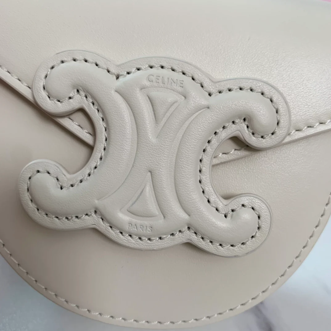 Сумка-седло Celine Cuir Besace - Мини - Белая