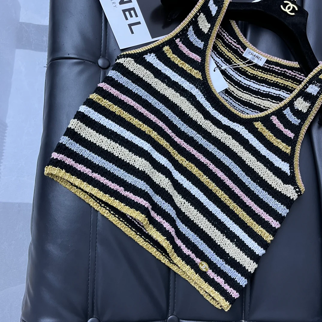 Chanel - Новинка: Полосатый жилет с круглым вырезом (2403-24)