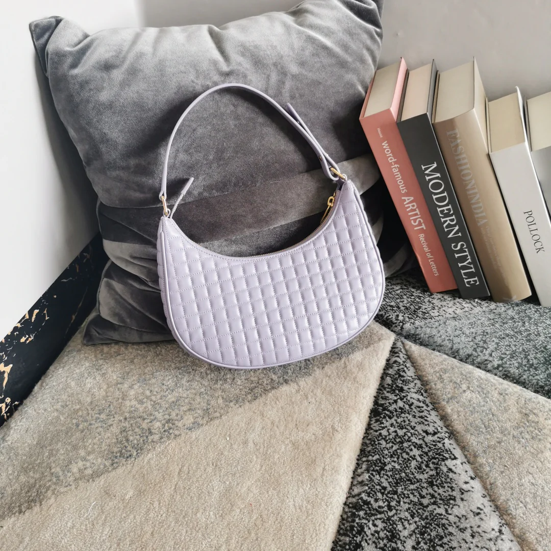 Сумка через плечо Celine Ava - из овечьей кожи в клетку - сиренево-фиолетовая