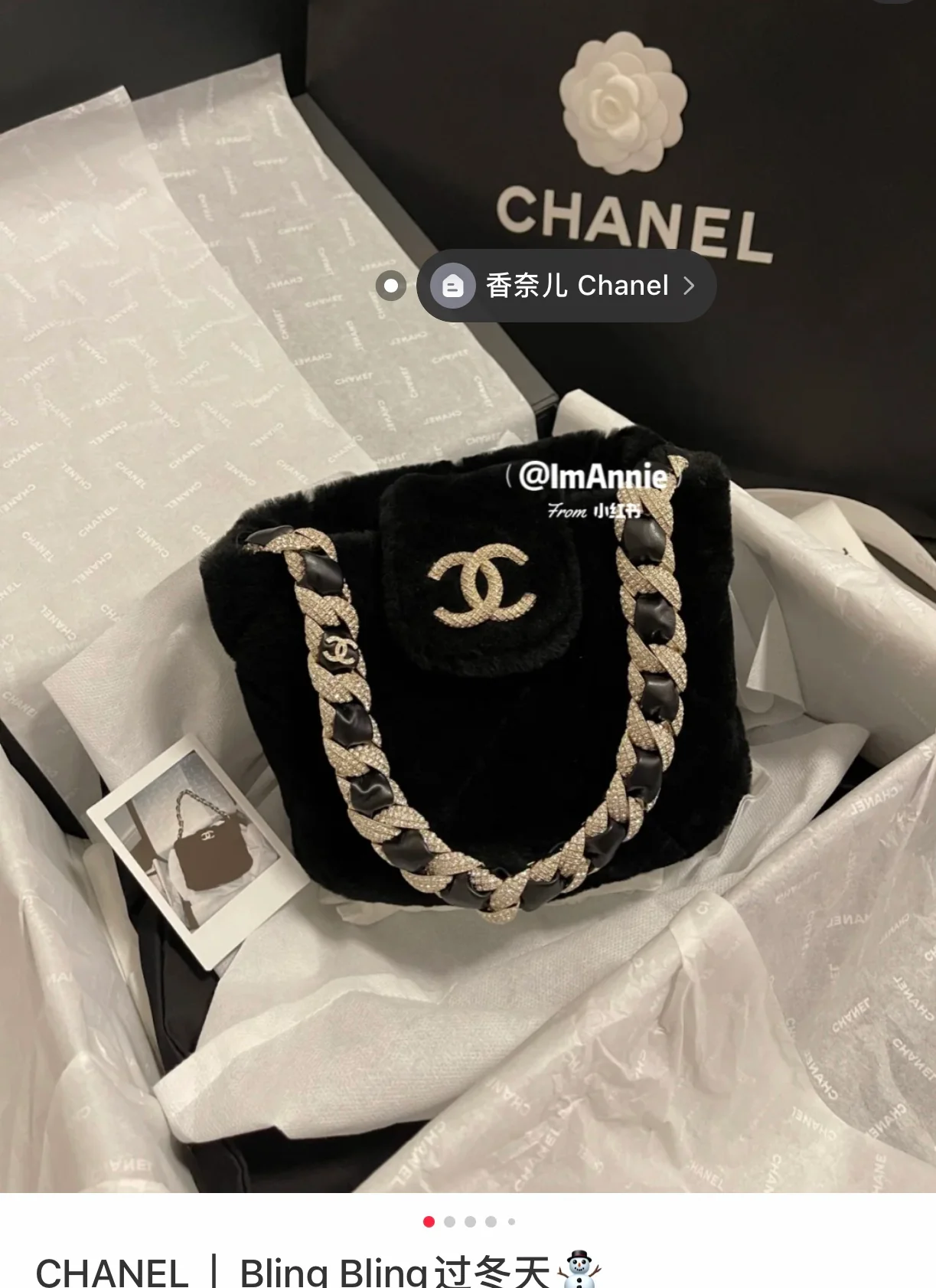 Сумка Chanel из овчины с цепочкой и бриллиантами - 1