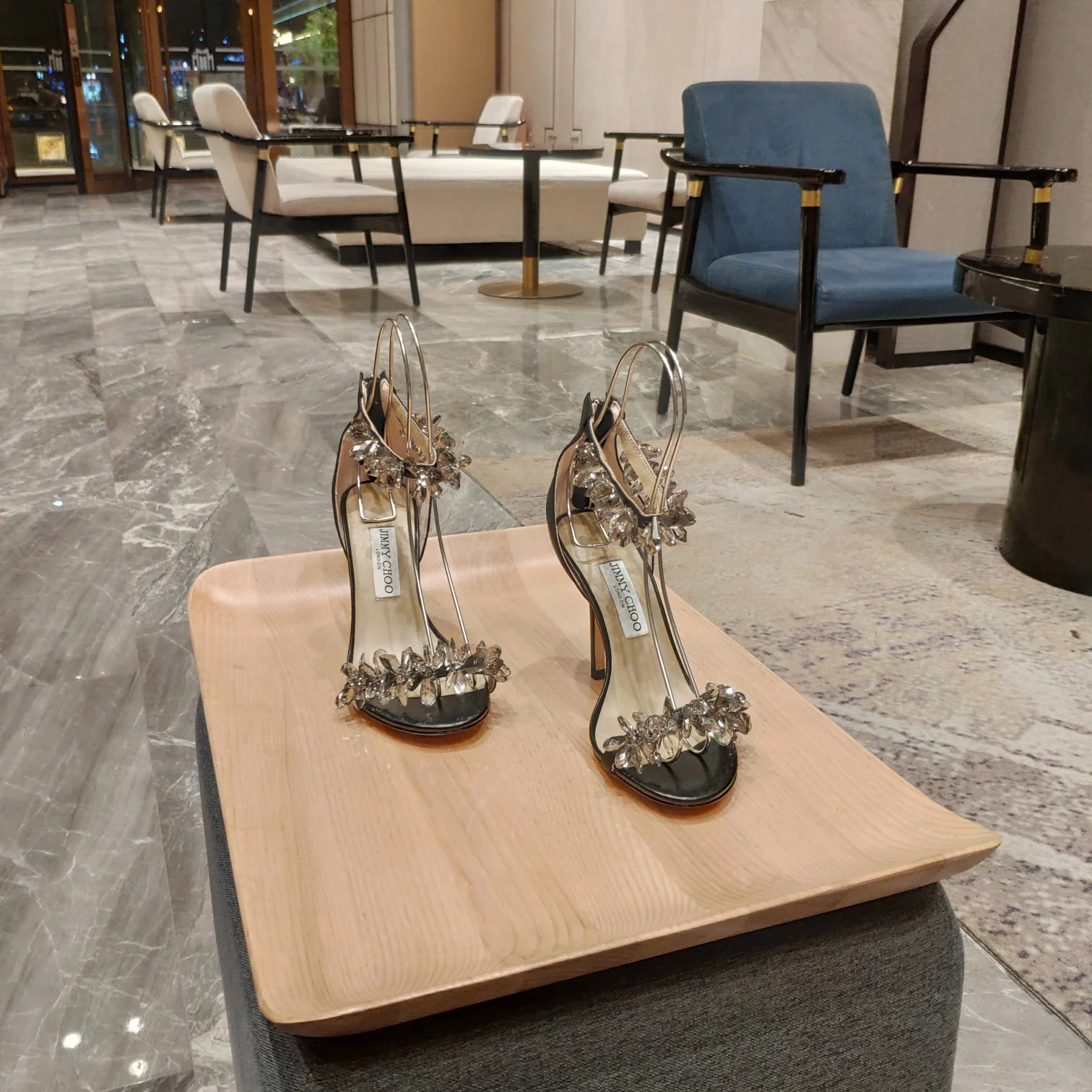 Коллекция высокой моды Jimmy Crystal - Босоножки на шпильке - Черные