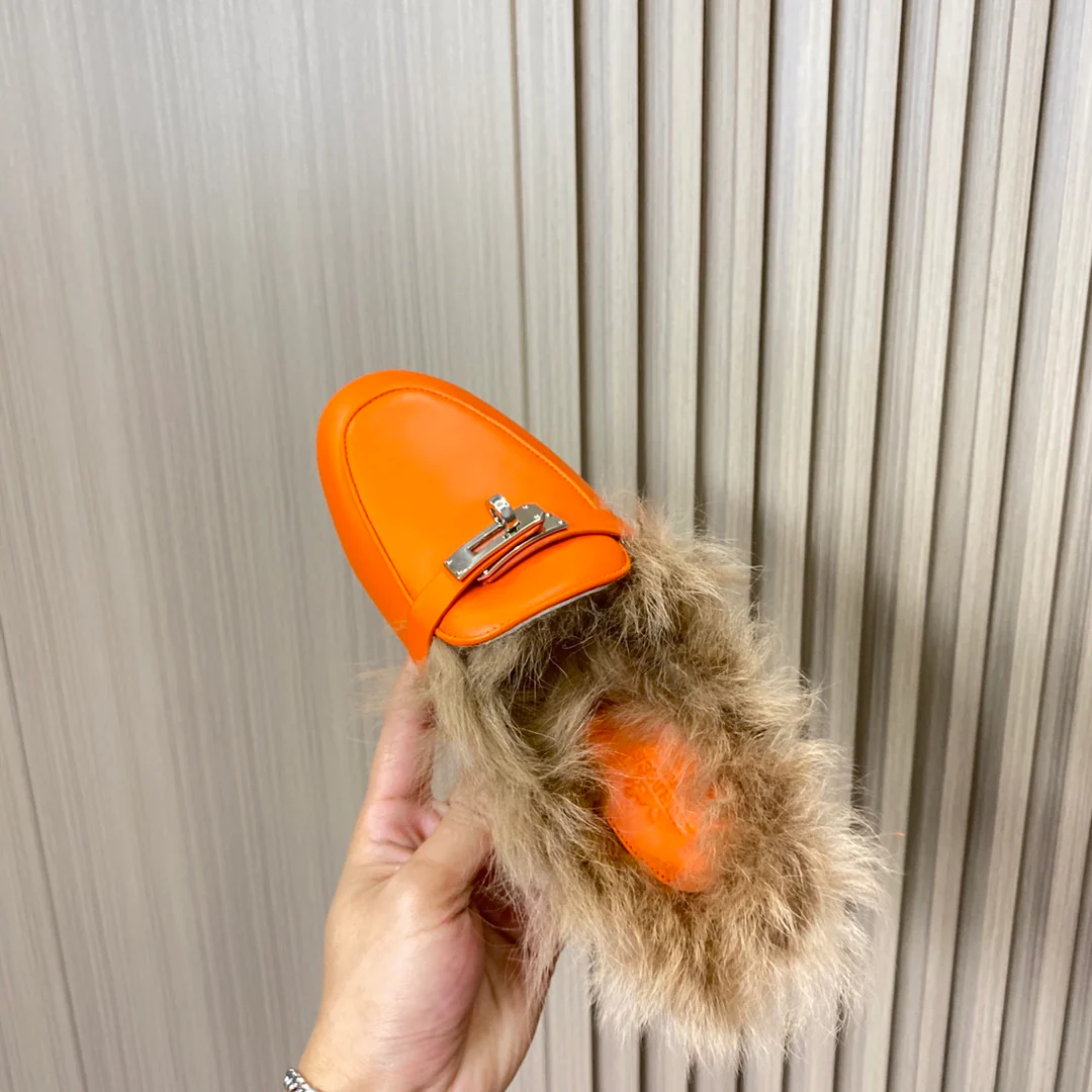 Классические лоферы Hermes - оранжевые