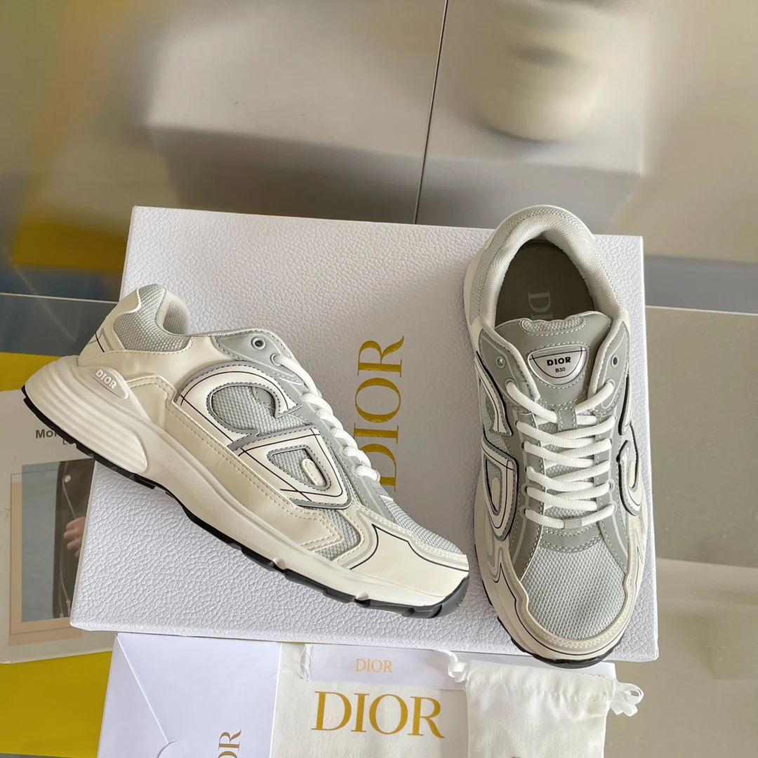 Кроссовки Dior B30 Series - Массивные кроссовки - Бело-серые