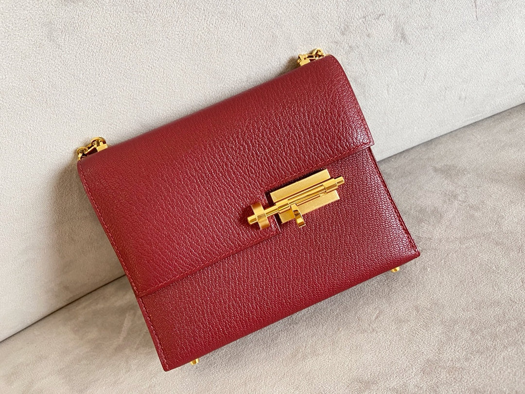 Hermes Verrou Mini Goatskin 55, фурнитура Hermes из красного золота.