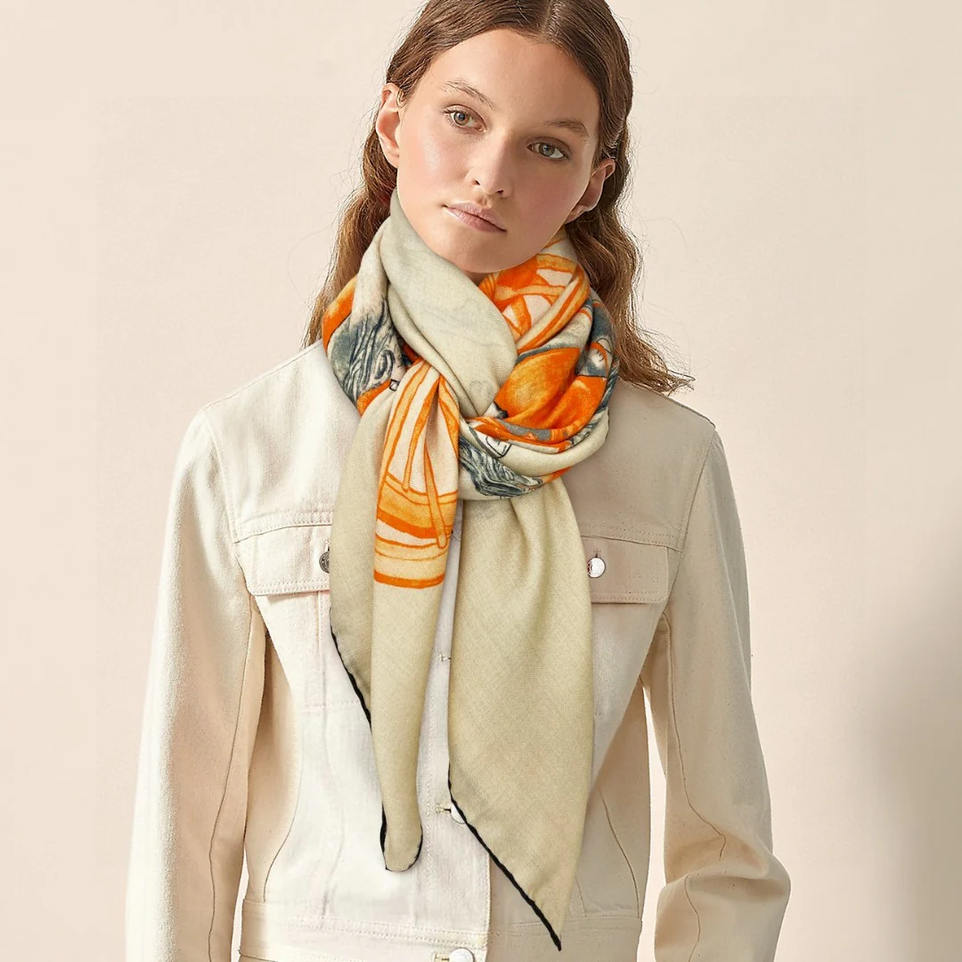 Шарф Hermes Royal Carriage - 140 см - 70% кашемир - 30% шелк - 1 шт.