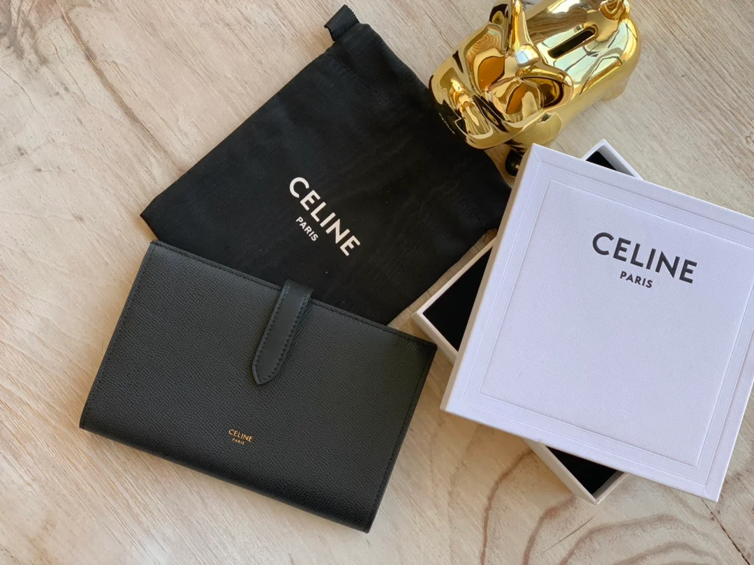 Длинный кошелек Celine - Кошелек с ремешком из зернистой телячьей кожи - 9