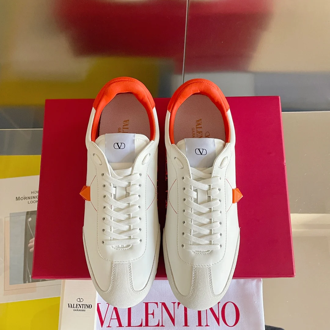 Спортивные повседневные туфли Valentino с заклепками - для пар - оранжевая отделка