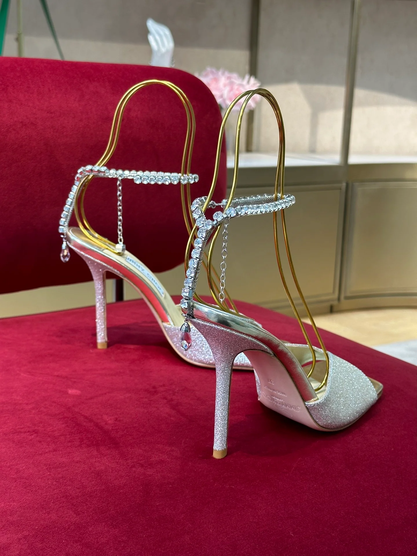 Jimmy - Новинка сезона весна/лето 2023 - Босоножки на высоком каблуке с открытым носком - Серебристые