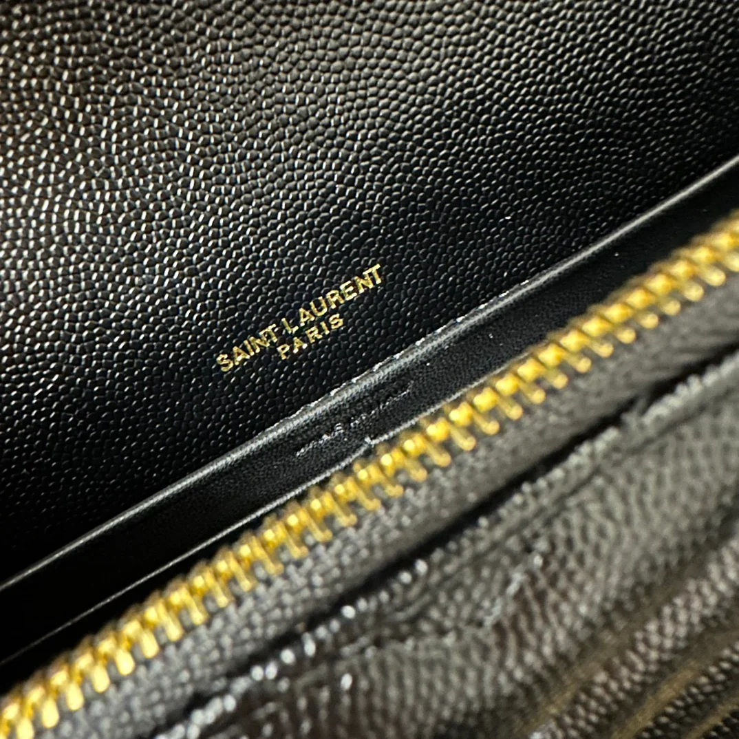 YSL Monogram Caviar WOC Black with Gold Buckle 19cm