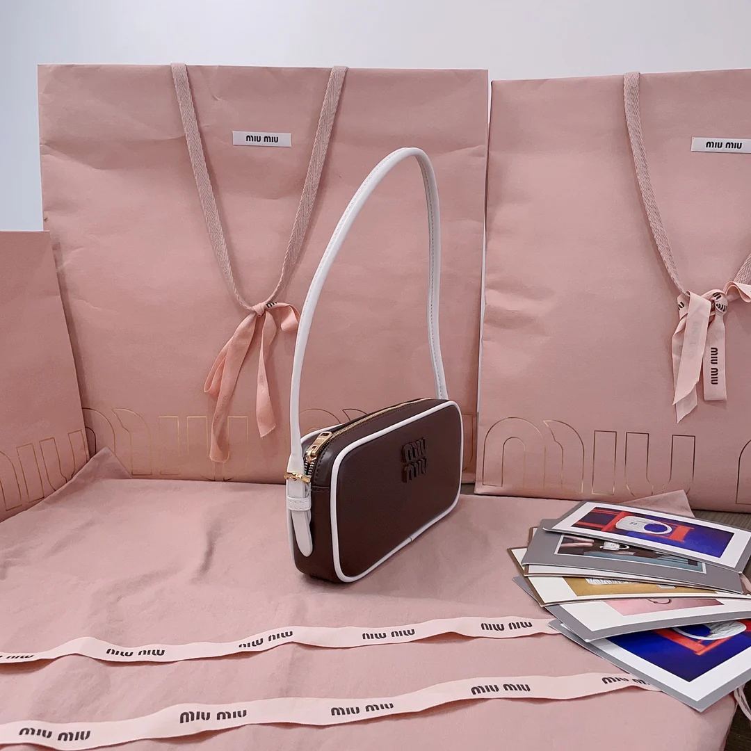 Сумка для маджонга Miu Miu-5ne024 из телячьей кожи, коричневая.