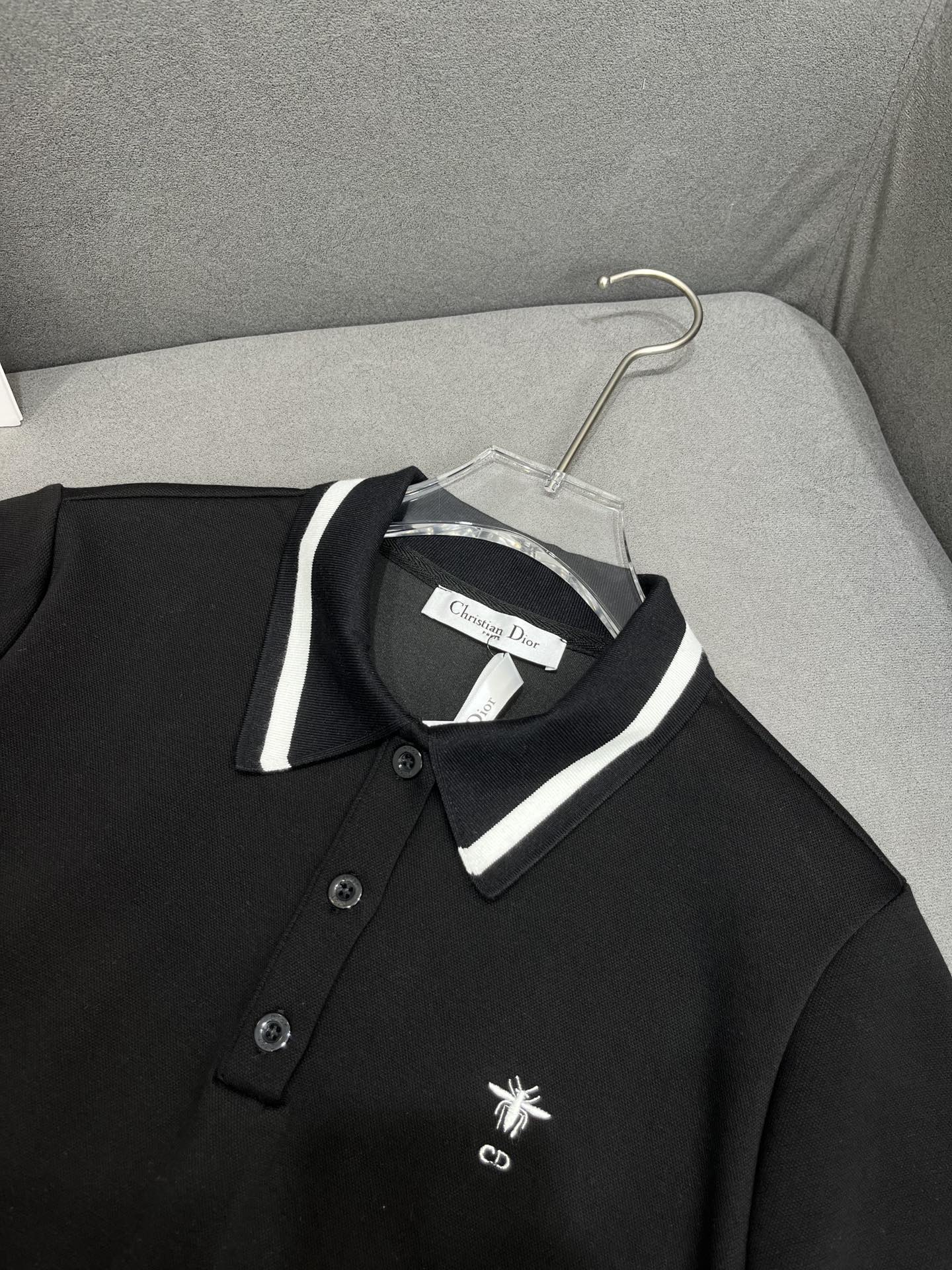 Комплект Dior 2403-24ss весна/лето: юбка с коротким рукавом и воротником-поло - черный