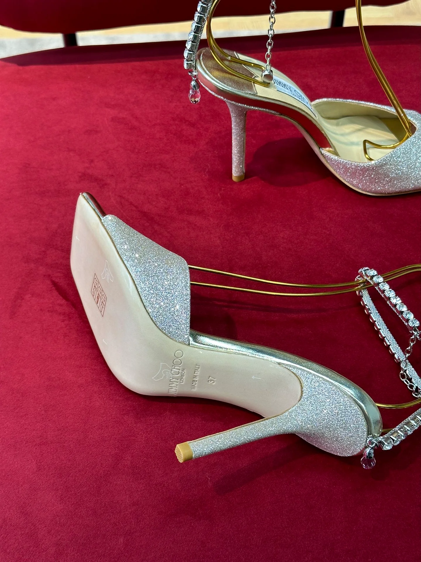 Jimmy - Новинка сезона весна/лето 2023 - Босоножки на высоком каблуке с открытым носком - Серебристые