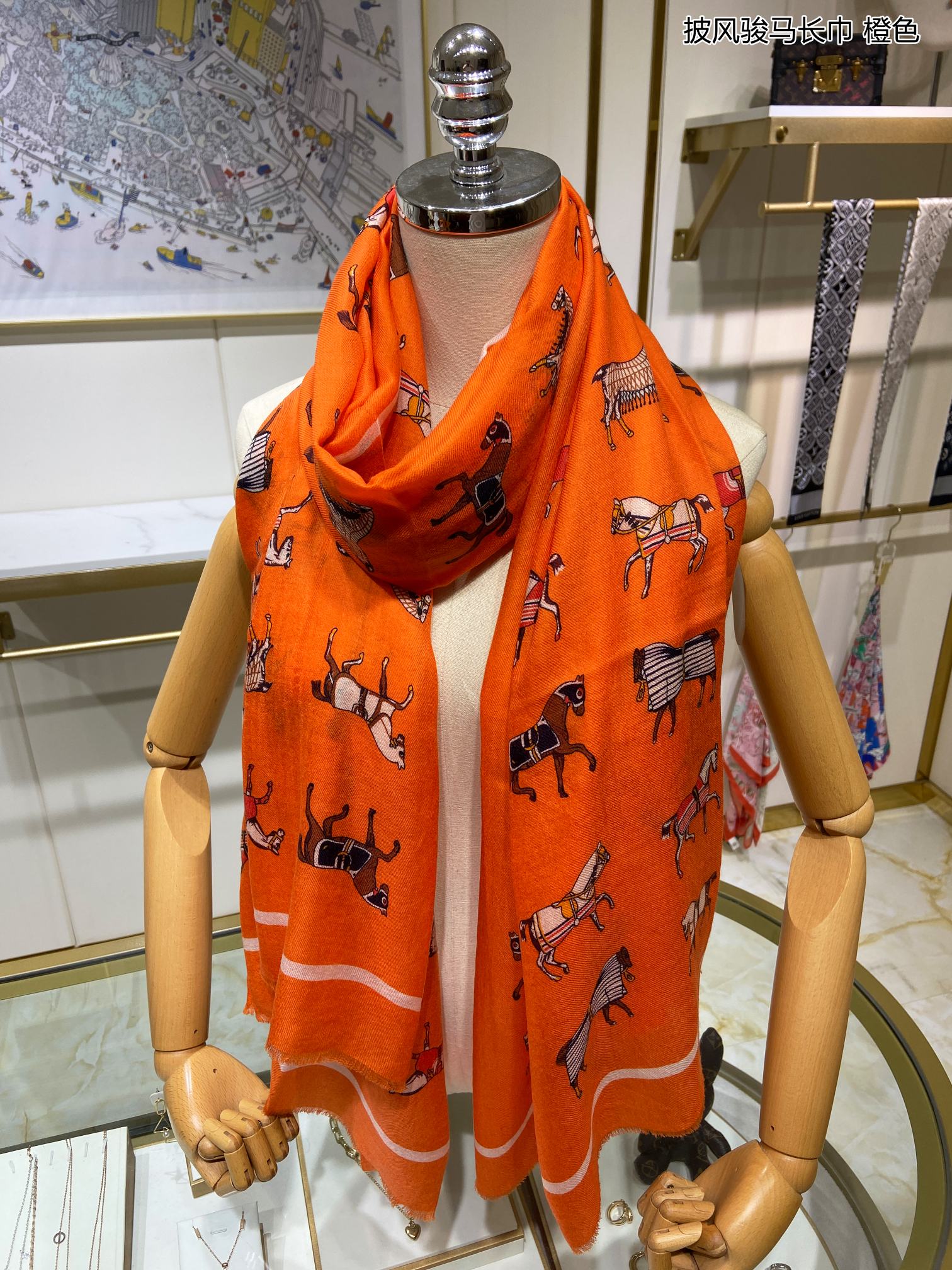 Hermes - Накидка с лошадью - Длинный шарф 100-200 - 100 - Кашемир отборного качества