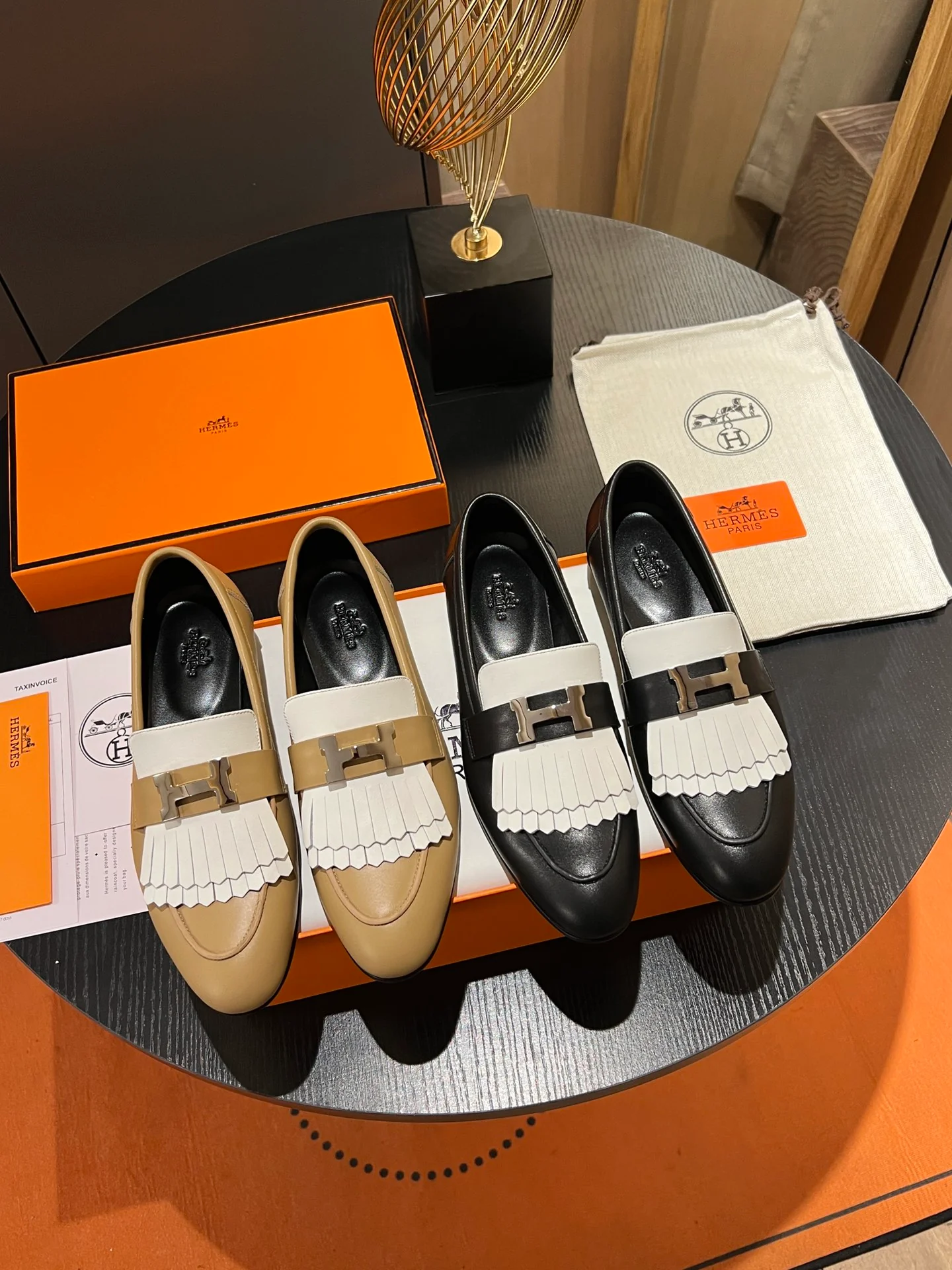 Лоферы Hermes 2024h с пряжкой - Черные - 1