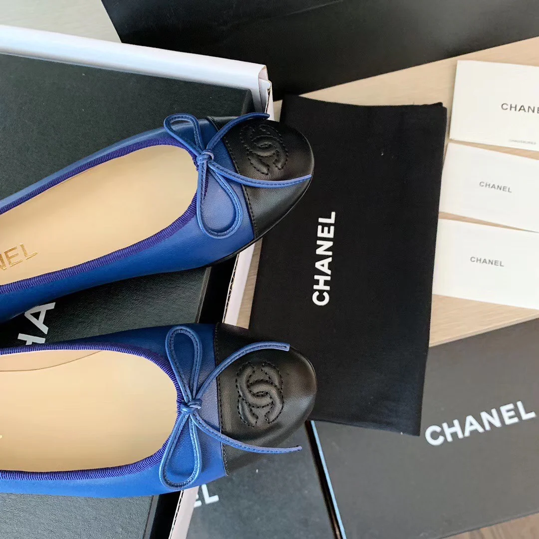 Классические балетки Chanel - темно-синие