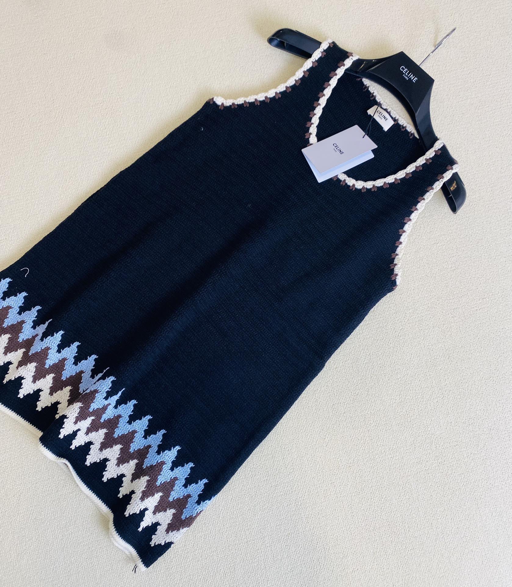 Celine - 2403 - Новое вязаное макси-платье без рукавов для ранней весны - Синее