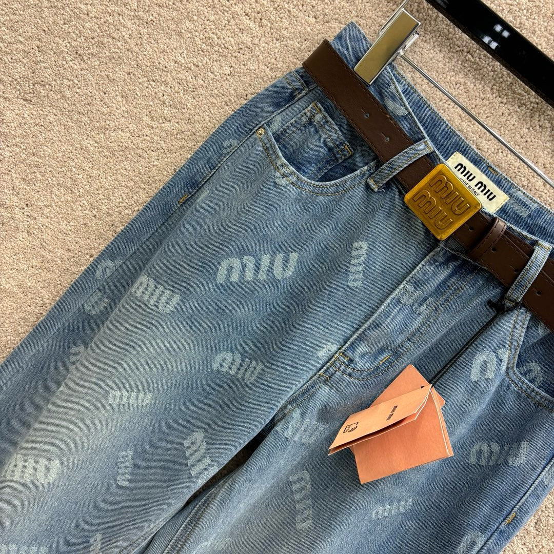 Miu Miu 2404 - Джинсы прямого кроя с поясом