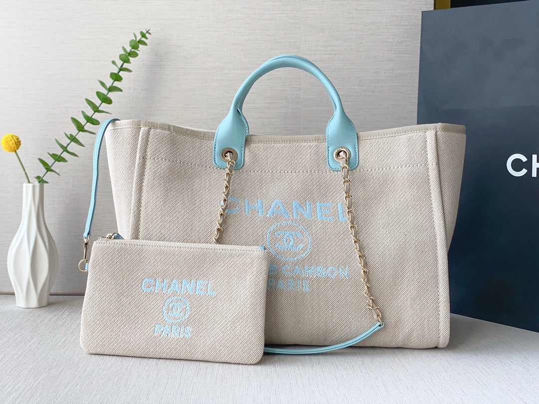 Пляжная сумка Chanel из коллекции Весна/Лето 2022 - Синяя - Большая