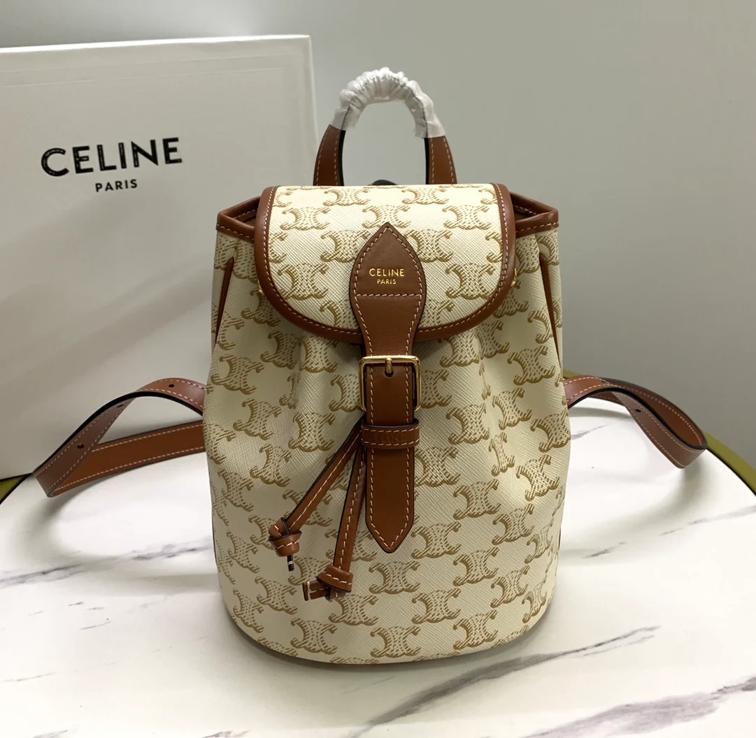 Рюкзак Celine с принтом ?Триумфальная арка? — бежевый