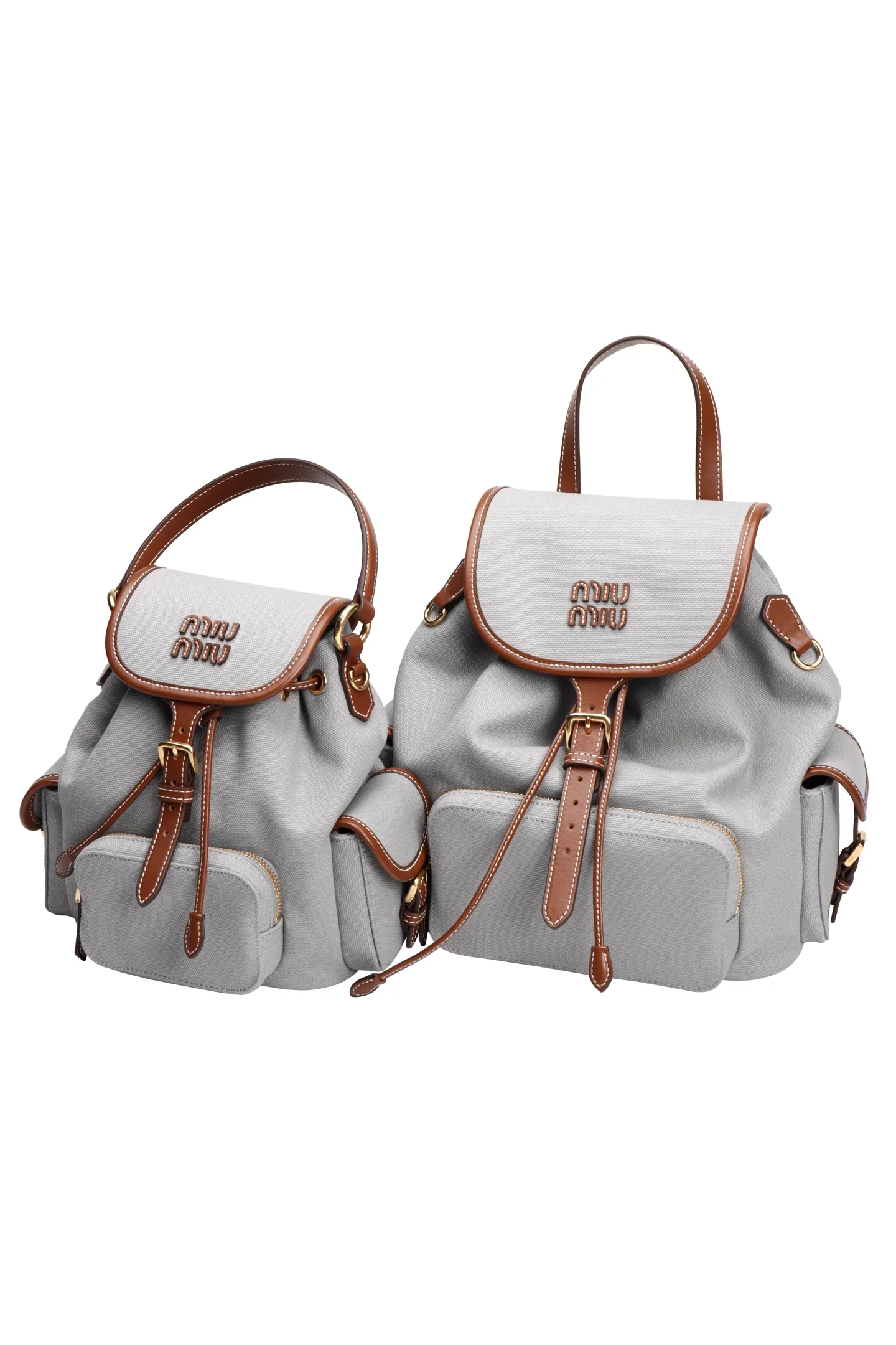 Рюкзак Miu Miu из канваса и кожи — Лондонская лимитированная серия — Большой, серый