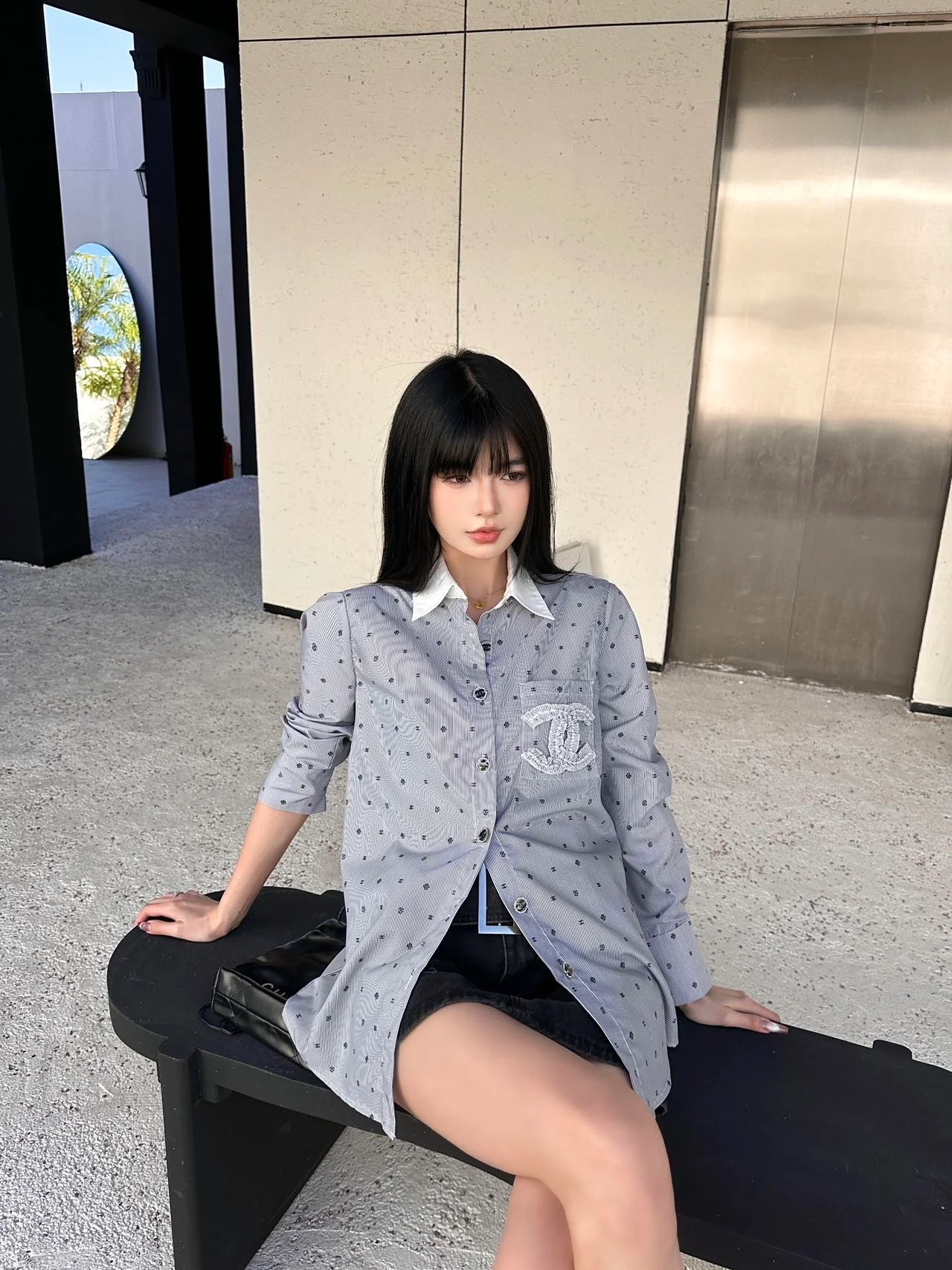 Chanel 2403 - Рубашка с длинными рукавами в полоску 