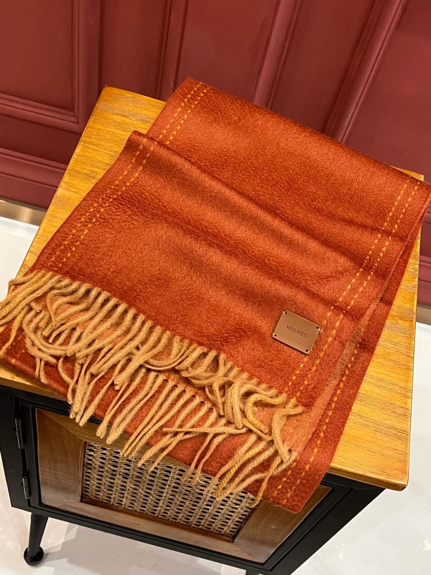 Длинный двусторонний кашемировый шарф Hermes - 30 см - 190 см - 100 см - Кашемир из высококачественной дикой козы - Коричневый