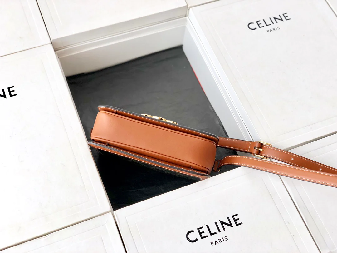 Сумка Celine Triomphe из телячьей кожи с покрытием и канвасом - подростковая - 18 - 5 см