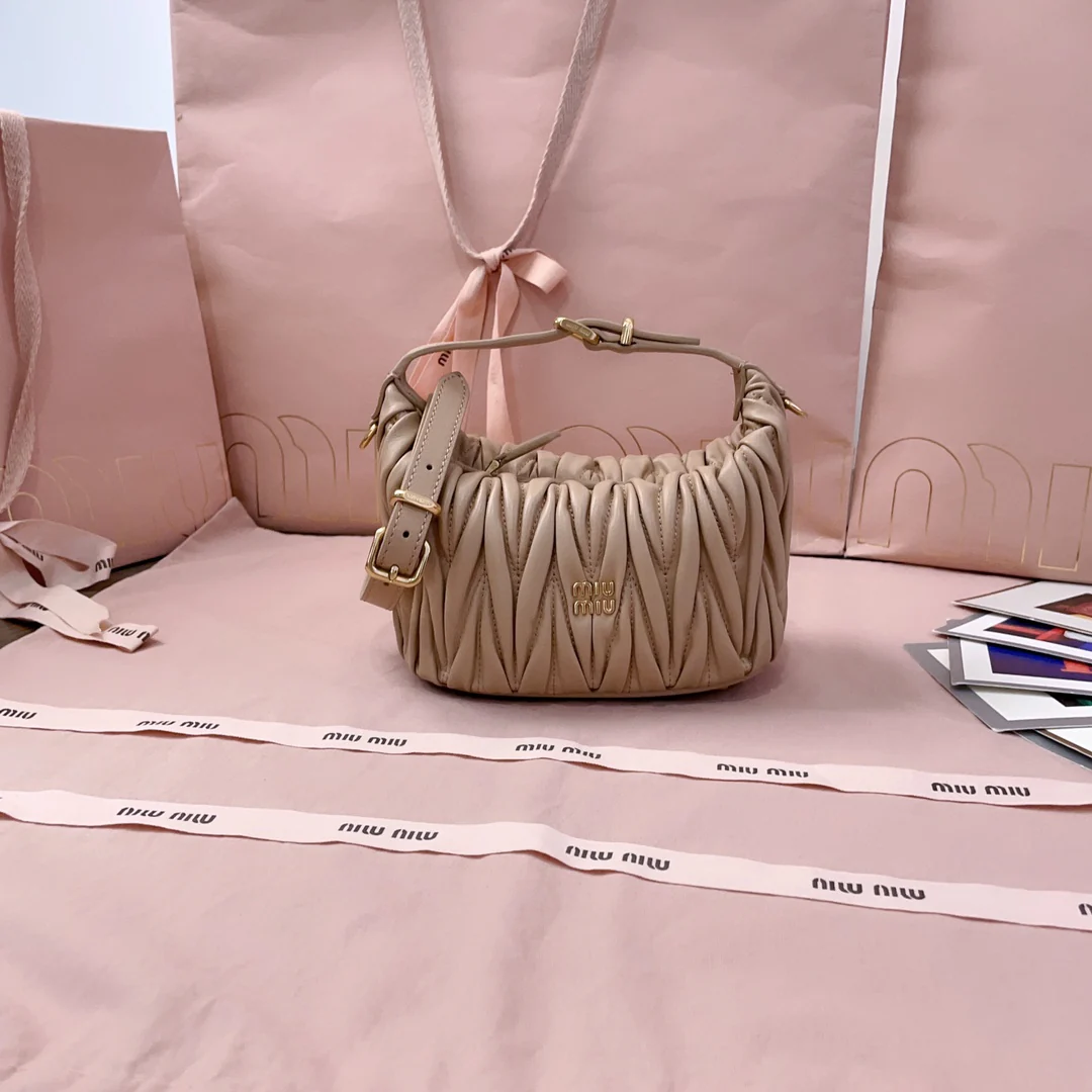 Miu Miu-5ne026-matelasse вышитая сумка-ланчбокс мини-розового абрикосового цвета