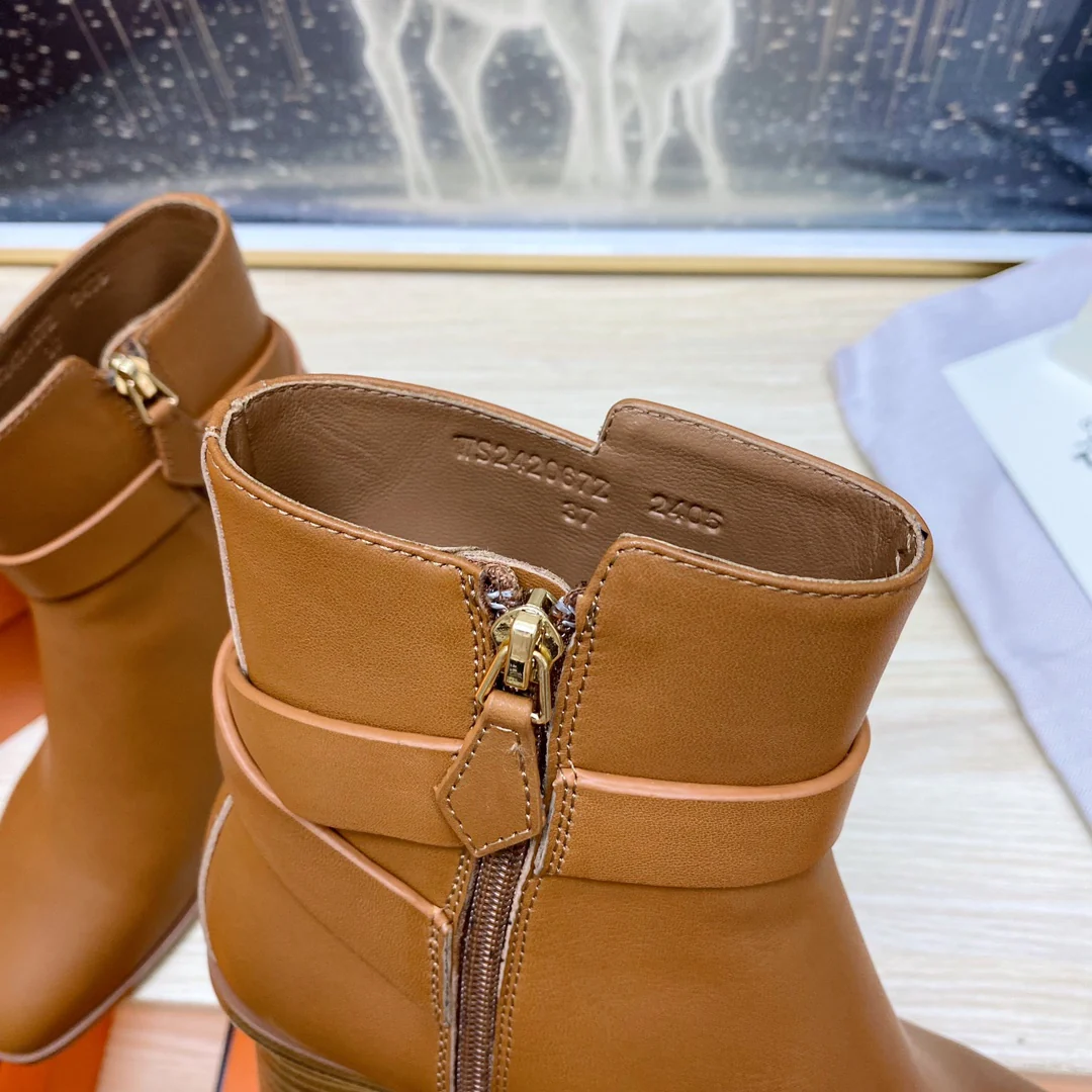 Ботильоны Hermes 2024 - коричневые