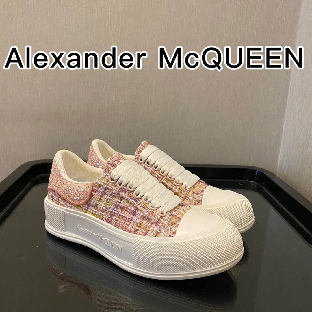 McQueen - Верх из шерсти - Подошва сзади - Кедны - Блестки - Розовый