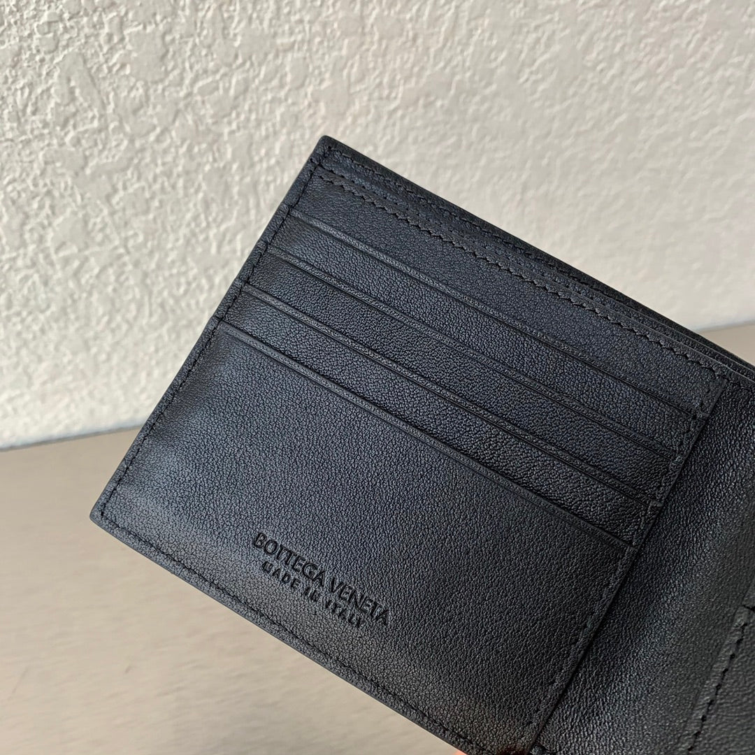 BV-大编织格子 短夹 羊皮 12×12cm