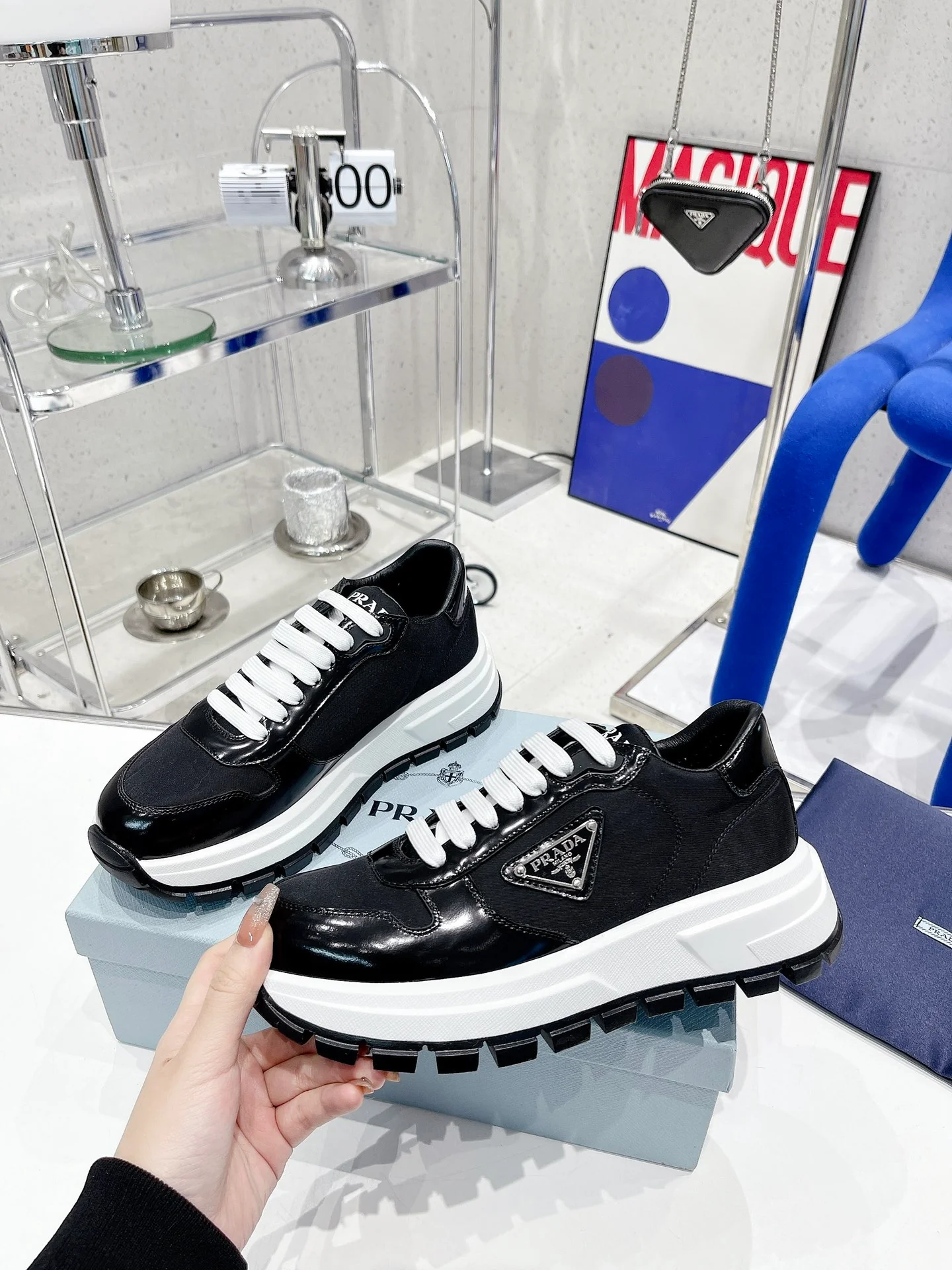 Prada - Черные повседневные кроссовки на платформе