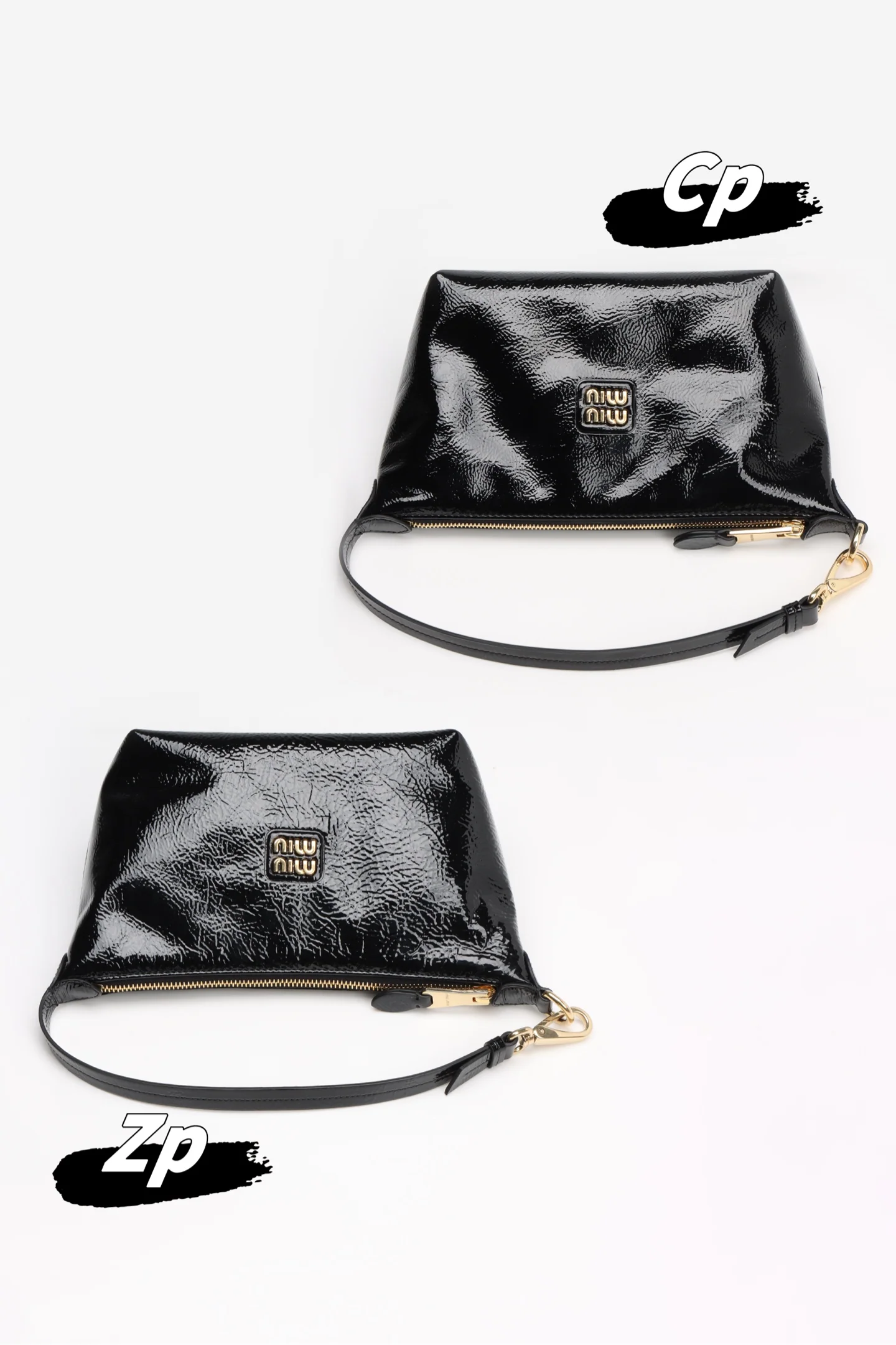 Сравнение косметичек/сумок для ланча из лакированной кожи Miu Miu