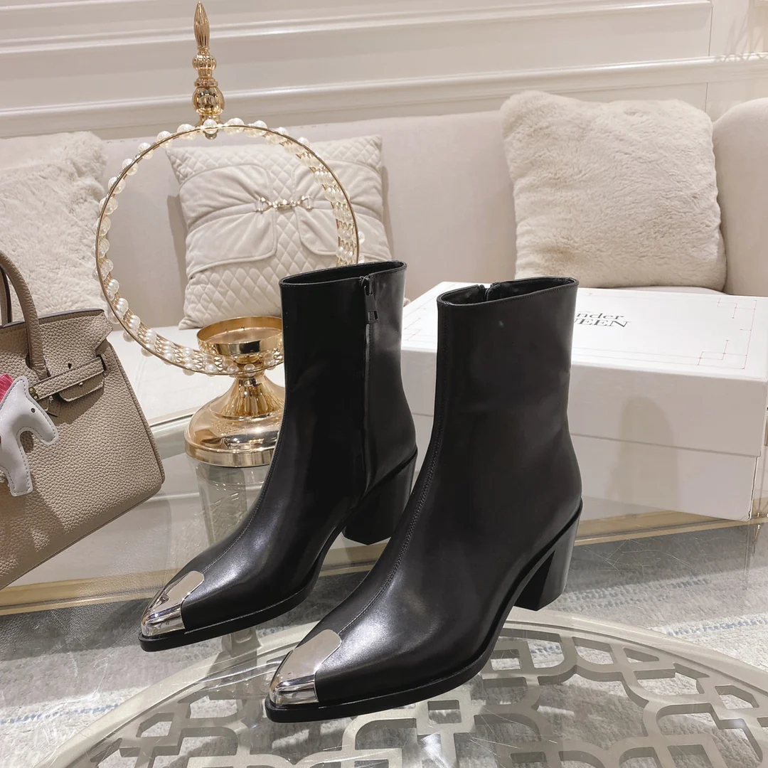 Ботильоны Alexander McQueen Retro с металлическим носком и застежкой-молнией