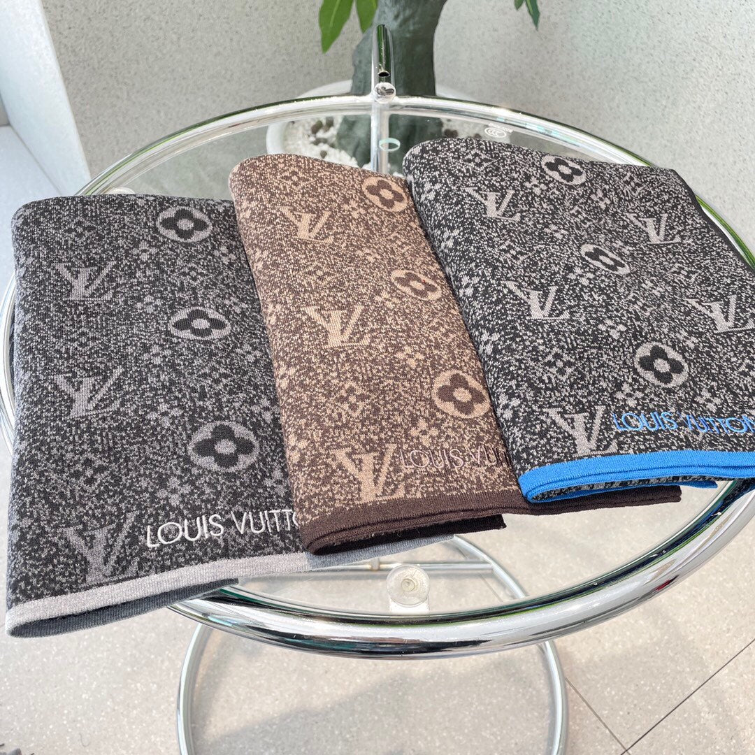 LV - Высокий кашемировый шарф - 180 см - 32 см - 100% - Импортный вязаный кашемир