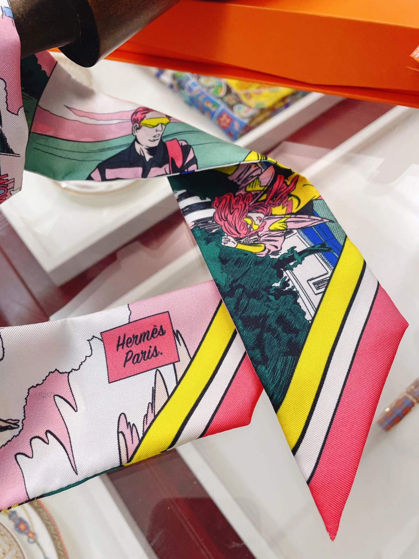 Шарф Hermes Twilly 5-86 см, 100% шелковый твил, двусторонний.