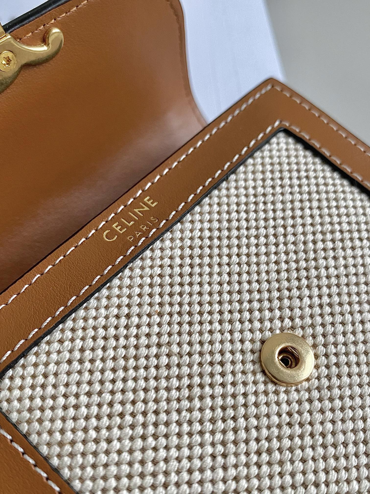 Celine-TRIOMPHE 三折卡包钱包 老花棕