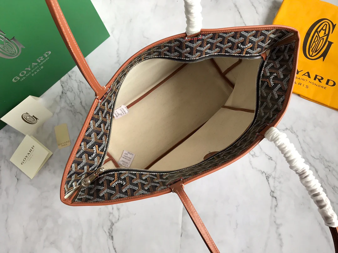 Большая сумка-тоут Goyard на молнии - Кофейно-коричневый