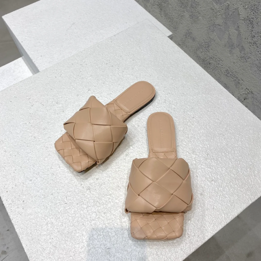 Новинка сезона весна/лето 2021 от BV - Плоские плетеные тапочки - Абрикосовый цвет