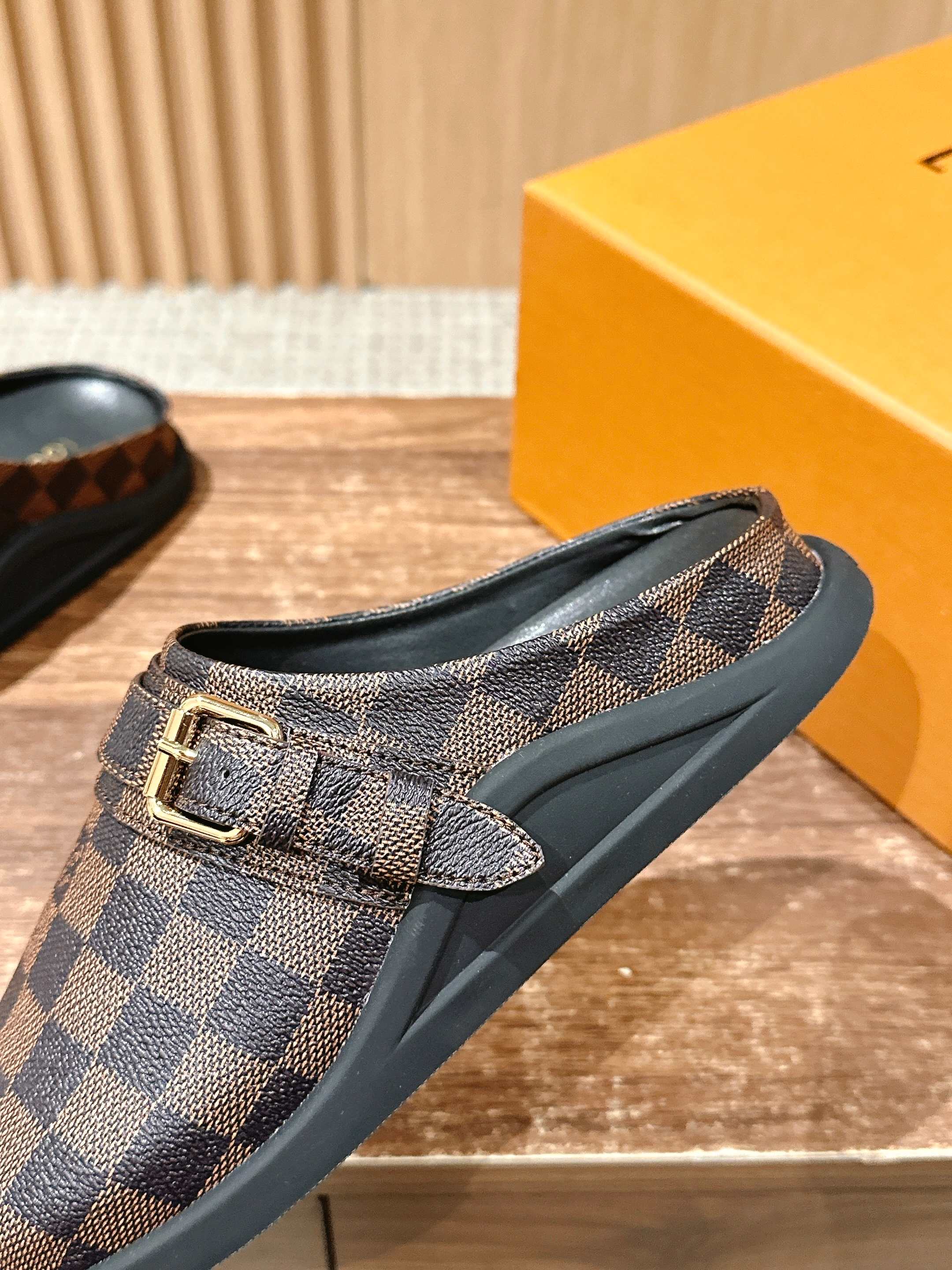 Новинка LV 2025 - Биркенштоки - Клетчатый узор - Черный - 1