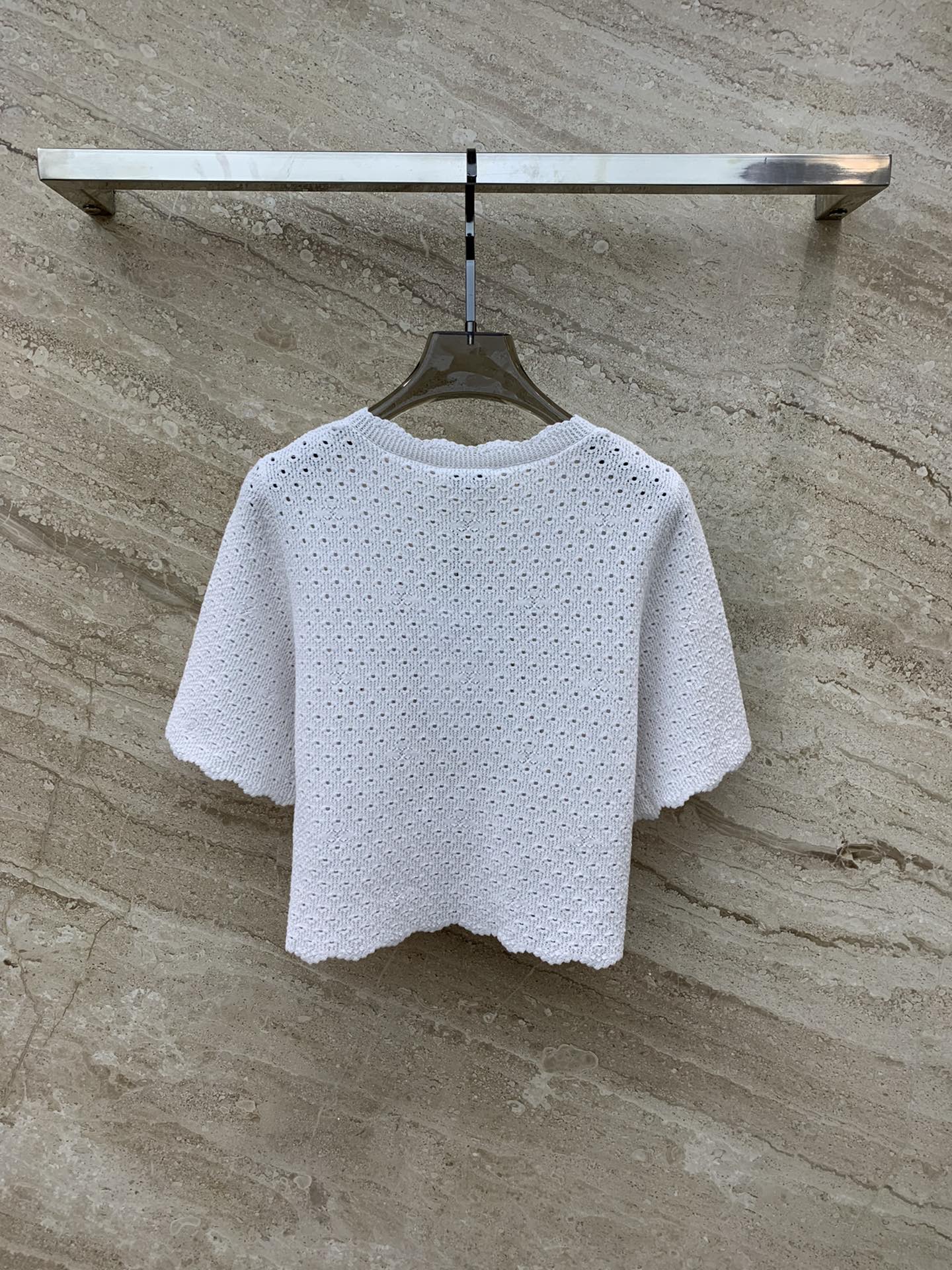 Chanel 2403 - Ажурный вязаный топ - Белый