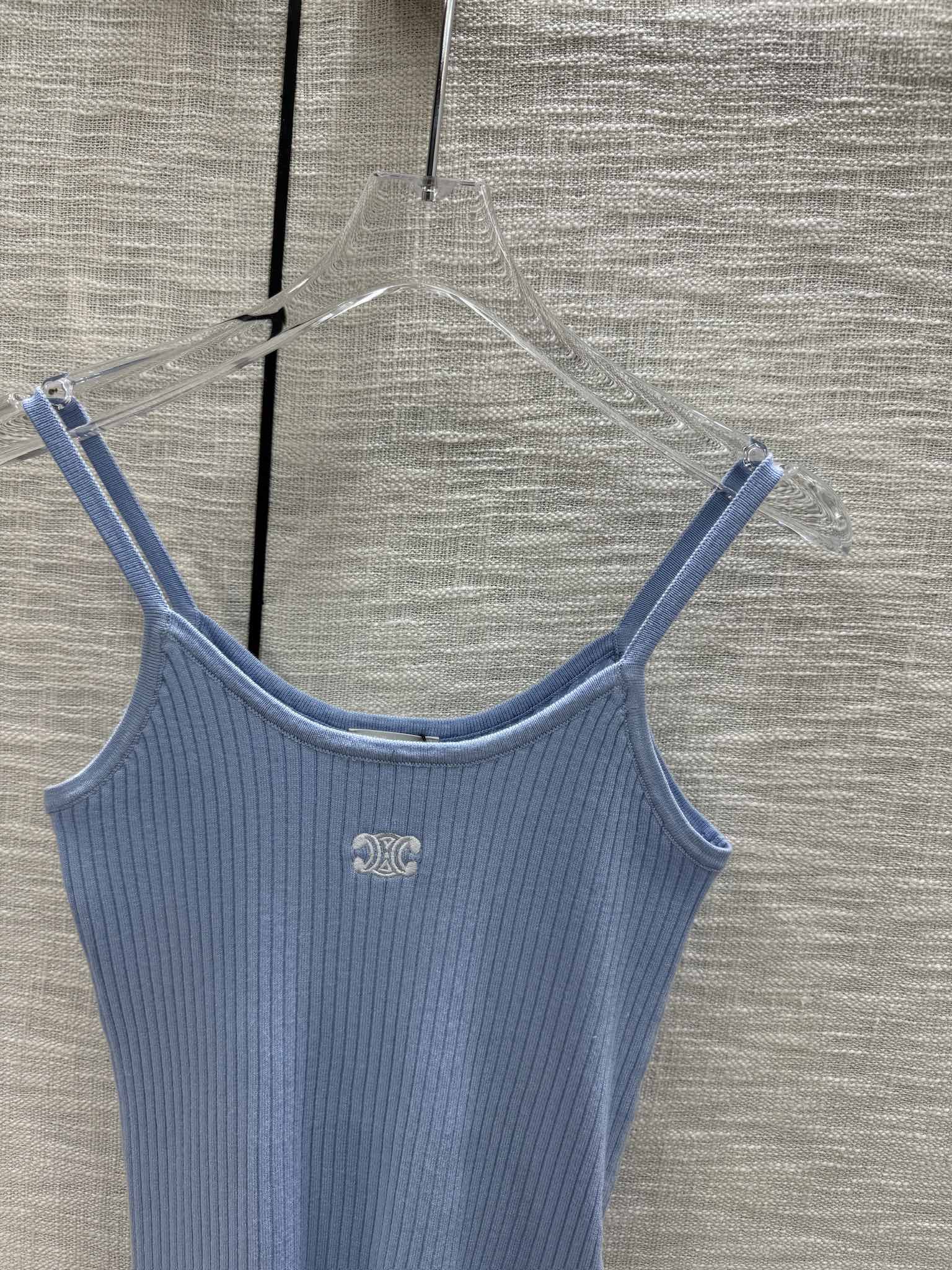 Вязаный жилет Celine-2403, синий