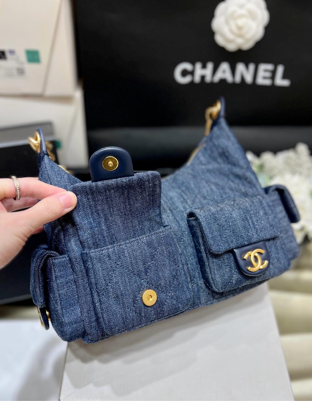 Сумка Chanel 25c Denim Hippie Bag - синяя