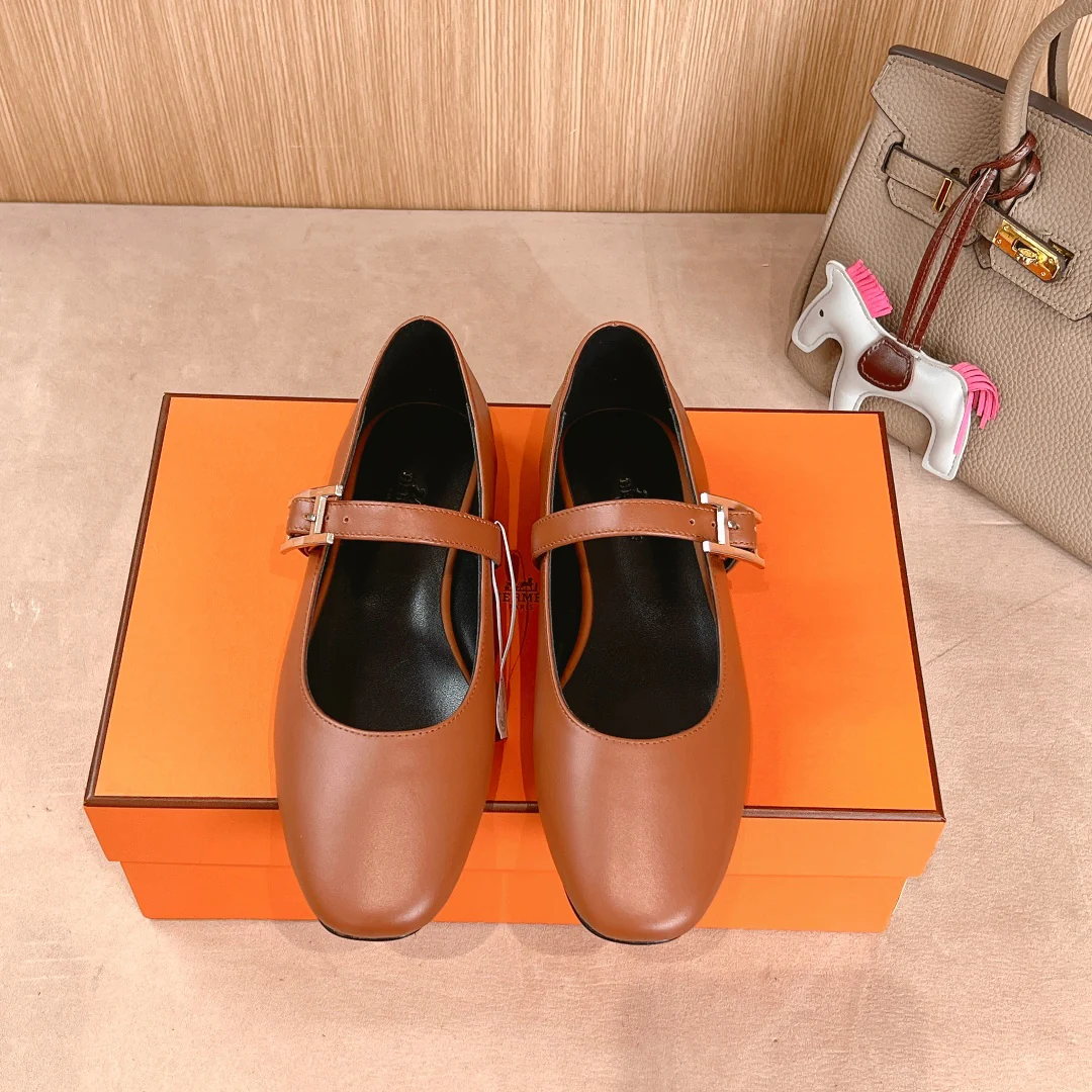 Балетки Hermes 2024 - коричневые